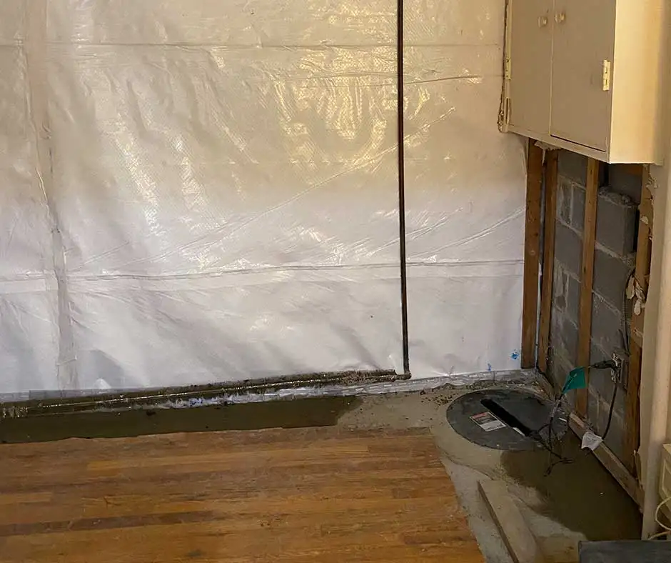 Interior view of a basement waterproofing Philadelphia, PA