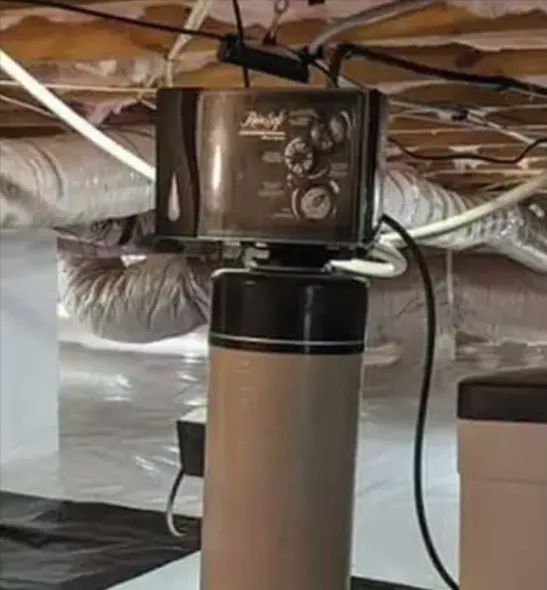 Contractor explaining waterproofing options to homeowner in basement